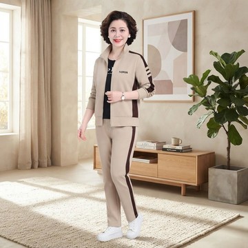 【台灣出貨】媽媽裝 2026春秋季新款中老年休閒運動服大碼立領衛衣兩件套 寬鬆舒適顯瘦剪裁 柔軟親膚保暖材質