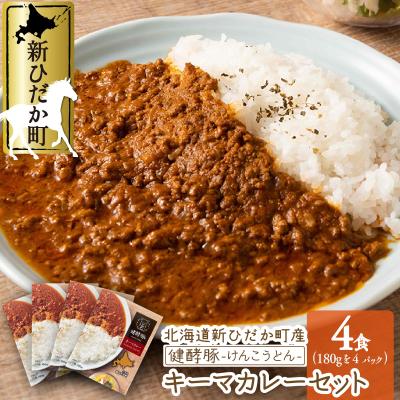 ふるさと納税 新ひだか町 北海道産 健酵豚 キーマカレー 4パック (各180g) セット