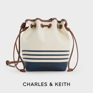 【CHARLES & KEITH】Hanya 條紋帆布水桶包｜夏季新品｜快速出貨｜小CK｜官方直營