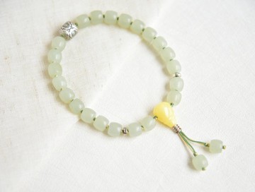 【籽料】【葭菼】天然新疆和田玉籽料直切珠子手串