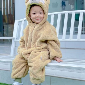 秋冬寶寶動物造型雙面絨小熊哈衣