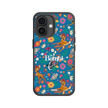 iPhone 16 SolidX 黑 - 迪士尼-經典系列 Disney Classics - 小鹿斑比 Bambi - Flower Pattern