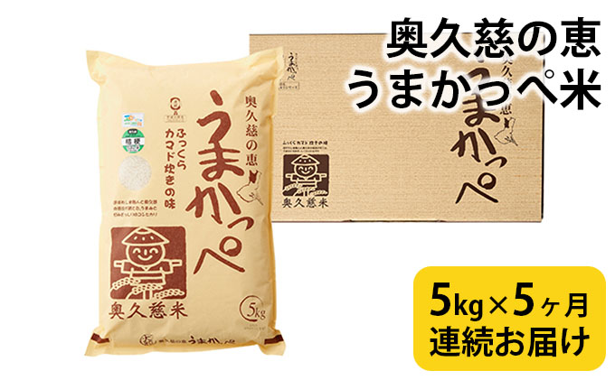 米 定期便 5kg 5ヶ月 奥久慈の恵 うまかっぺ米 コシヒカリ