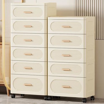 家用抽屜式收納柜塑料零食儲物柜玩具臥室床頭柜子多層客廳收納柜