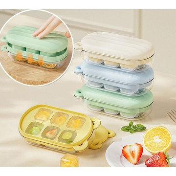 台灣現貨｜全館最高折300元【一壓出冰】矽膠軟底製冰盒｜輕鬆脫模 不黏手！(帶蓋、防串味可疊加)製冰模具 冰塊盒