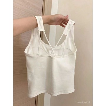 💛限時下殺💛雅詩雪美背小吊帶背心女內搭帶胸墊顯瘦打底美背外穿瑜伽短款上衣