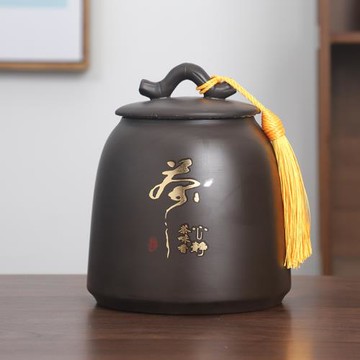 紫砂茶葉罐防潮密封罐復古家用儲茶大號黑茶普洱散茶一斤裝儲存罐
