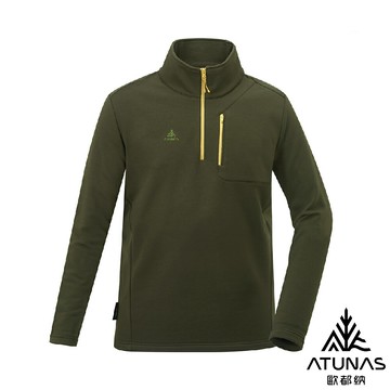 【ATUNAS 歐都納 男 POLARTEC THERMAL Pro保暖拉鍊衫《深橄綠》】A1PS2521M/中層衣/機能上衣