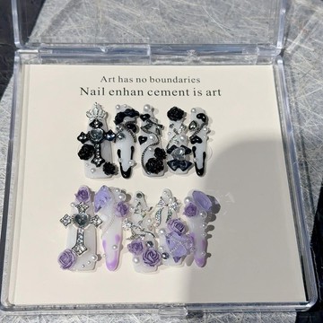 🎀台灣出貨🎀 『暗夜紫語』Y2k辣妹美甲手工穿戴甲可拆卸指甲