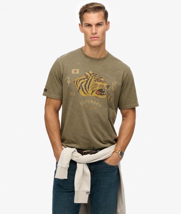 Superdry Men's Campaign Souvenir Loose T-shirt Green Size: XL