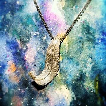 純銀捲尾羽毛吊墜