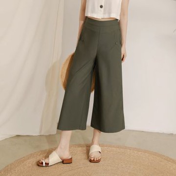 OB嚴選中大尺碼-涼感．冰感彈力後鬆緊八分寬褲《BA7783》