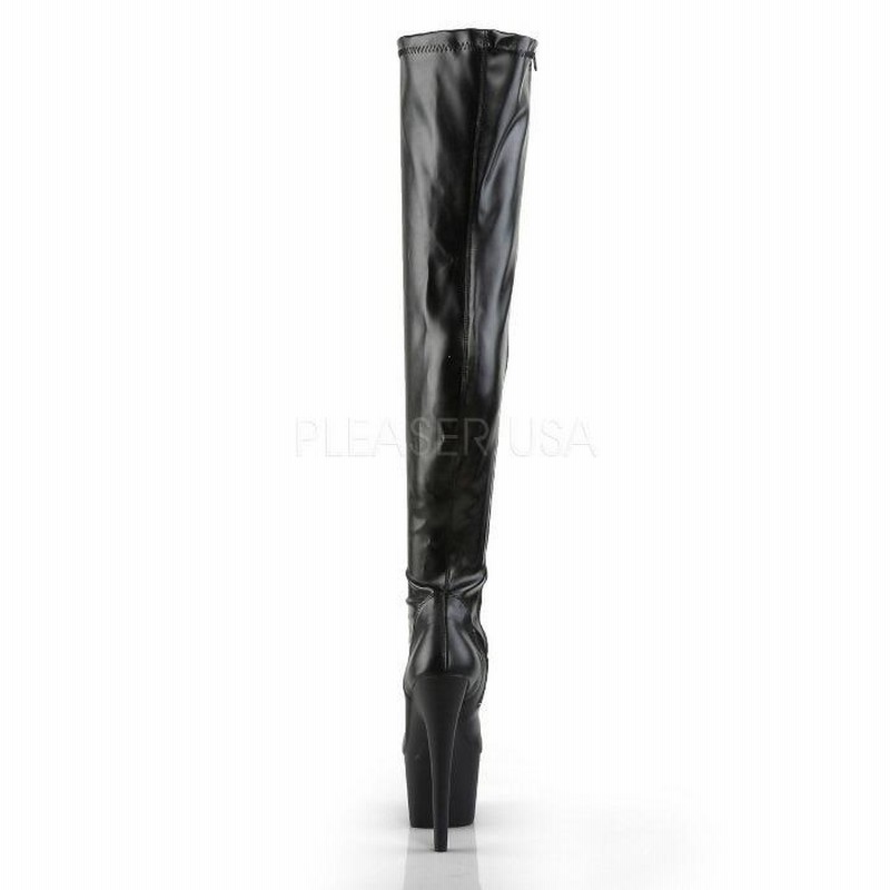 【美品】Pleaser サイハイブーツ つや消し黒 約12.7cmヒール Pleaser SEDUCE-3028 サイハイブーツ プリーザー SM女王様ブーツ