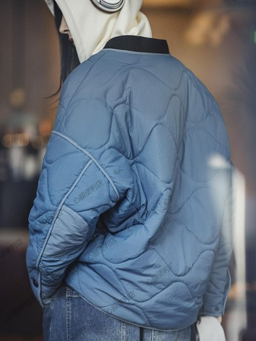 馬登女裝美式夾棉加厚棉服外套女冬季棉襖小眾設計感菱格韓系棉衣