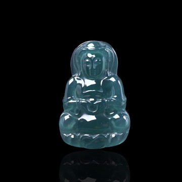 冰種藍水翡翠寶瓶觀音菩薩項鍊 | 天然翡翠A貨 | 送禮