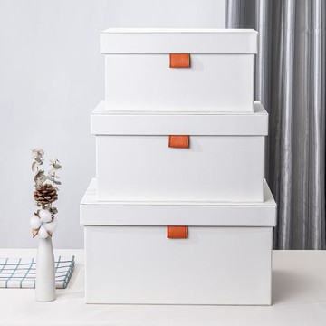 收納箱仿皮革絨布帶蓋臥室衣物文件整理北歐時尚多功能有蓋儲物箱