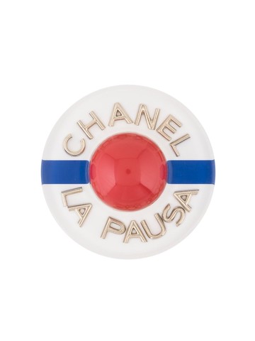 CHANEL Pre-Owned - 2019 CC La Pausa logos brooch pin corsage - women - Plastic/Gold Plated Brass - One Size - White