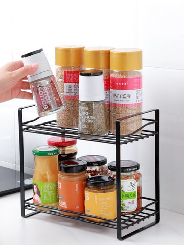 鐵藝雙層調料瓶置物架廚房臺面調料架調味罐收納架油鹽醬醋收納架