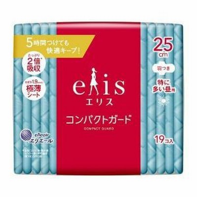 【大王製紙】 エリス コンパクトガード 特に多い昼用 羽つき 25ｃｍ 19枚 【衛生用品】