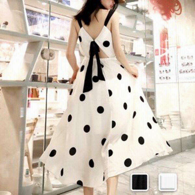ワンピース レディース ドット 水玉 リボン 背中開き ワンピ 夏 リボン 通販 Lineポイント最大1 0 Get Lineショッピング