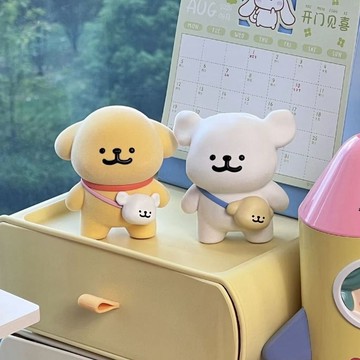 臺灣/🌸解壓玩具 發洩線條小狗我第倆世界一要好盲盒潮玩可愛pvc擺件好朋友閨蜜周邊禮