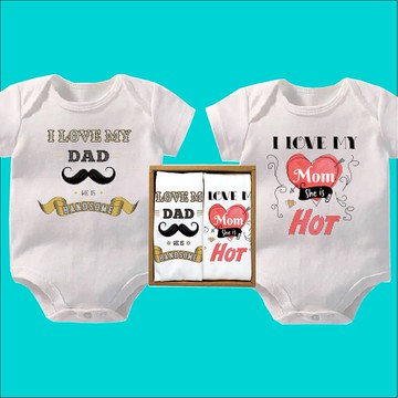 我爸很帥我媽很正-短袖包屁衣禮盒  寶寶 嬰兒 滿月 周歲