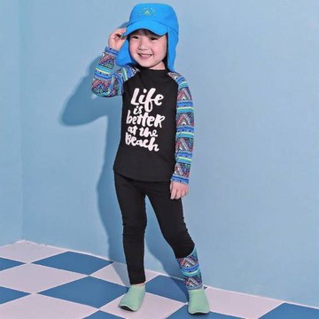 2023新款兒童泳衣男童分體長袖卡通中大童寶寶防曬速干游泳衣套裝