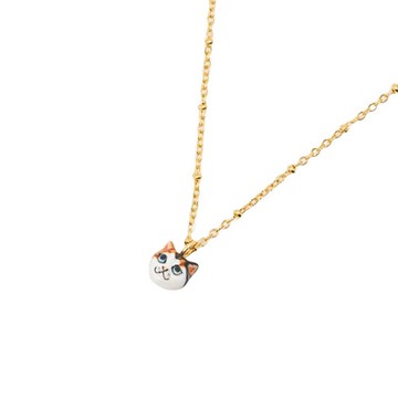 Nach Bijoux 法國手工 三花貓貓頭項鍊 棕色