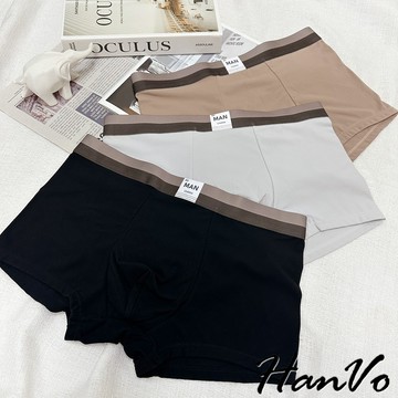 【HanVo】升級款! MAN標籤親膚純棉加厚內褲 高彈性寬鬆透氣中腰內褲 流行男款內褲 內著 B05-5050