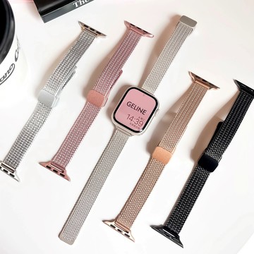 金屬折疊扣磁吸錶帶 蘋果手錶錶帶 適用 Apple Watch S11 10 9 8 49/45MM 42/46mm錶帶