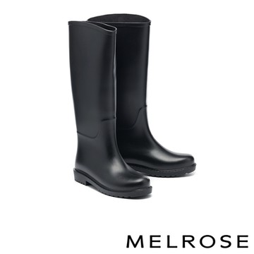 雨靴 MELROSE 美樂斯 簡約日常純色厚底長雨靴－黑