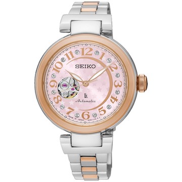 SEIKO 精工 LUKIA 星月鏤空機械女錶 520送禮推薦-粉/34mm (SSA828J1/4R38-01L0P)_SK045