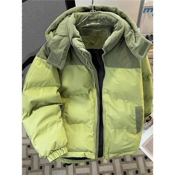 時尚羽絨棉衣男女潮流個性拼接燈芯絨棉襖子情侶棉服連帽加厚保暖