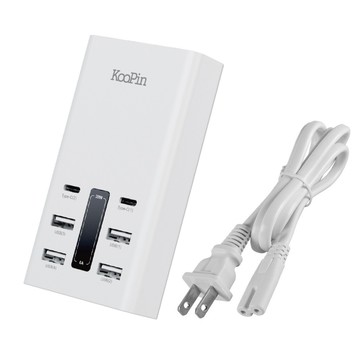 KooPin 30W快充 4USB+2Type-C 六孔延長線充電器 全球電壓 台灣製造