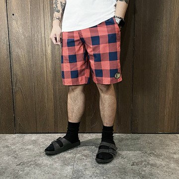 美國百分百【全新真品】O'Neill 海灘褲 綁繩 口袋 衝浪褲 logo 短褲 格紋 紅藍 A706