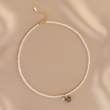 何先生天然珍珠項鏈簡約高級設計感個性氣質小金豆星星吊墜鎖骨鏈