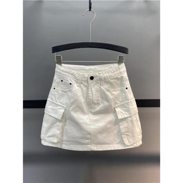 歐貨工裝牛仔半身裙女2025夏季高腰顯瘦多口袋防走光a字包臀短裙