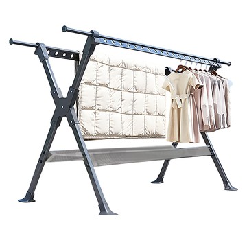 【居家生活Easy Buy】鋁合金2.5米伸縮X型曬衣架-附網X型2.5M-高級灰(附網款)