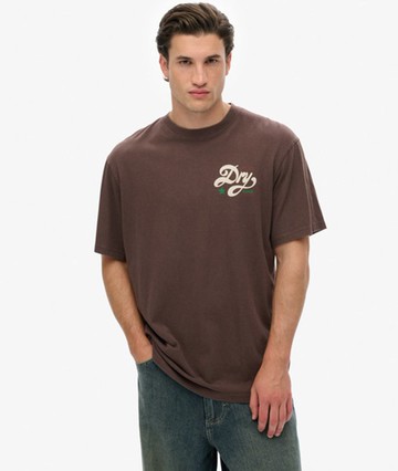 Superdry Men's Tap Room Oversized T-shirt Brown Size: S
