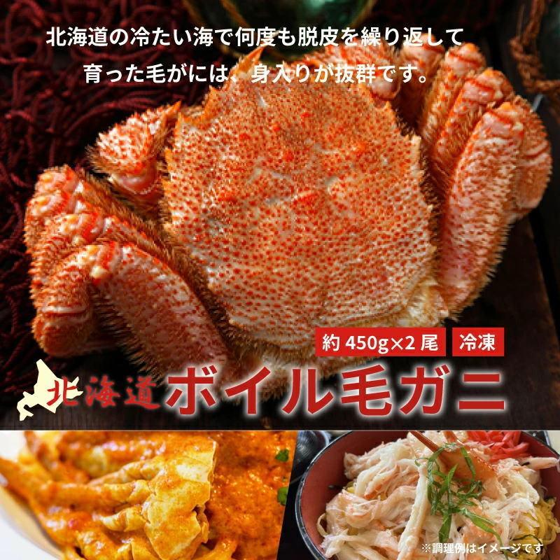 北海道産 毛ガニ 450g前後 2尾 （計900g前後）ボイル 冷凍 送料無料 毛蟹 カニ 蟹 かに 2杯 2匹