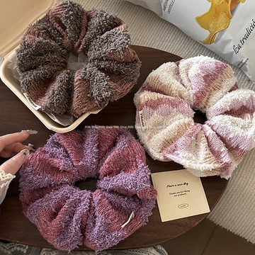 RIRI Shop｜隔日到貨｜秋冬毛線針織大腸髮圈 慵懶感扎髮頭繩 低馬尾髮繩 高彈力 皮筋 韓式髮飾