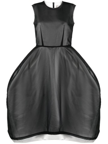 Comme Des Garçons - voluminous-skirt sheer-overlay dress - women - Cotton/Polyester/Polyester - XS - Black