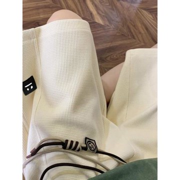 美式貼標華夫格短褲男款夏季潮牌休閑運動五分褲直筒寬松籃球褲子