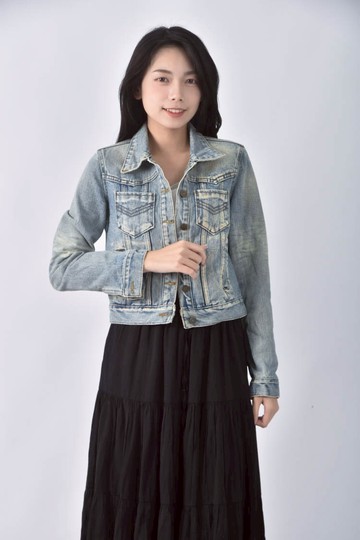 (S) m by majji丹寧牛仔排扣藍色外套