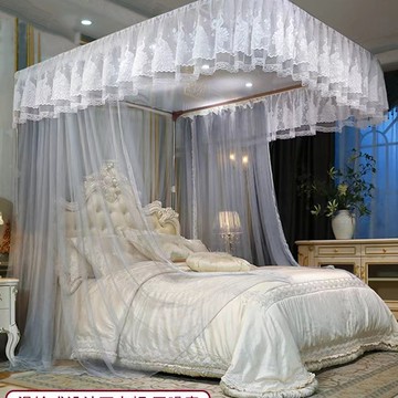 導軌蚊帳三開門家用U型落地加密加厚不銹鋼1.8m1.5米2024新款高級