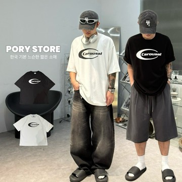 【PORY STORE】 24h出貨 韓國 Carousal 寬版 短袖 上衣 短t 韓國男裝