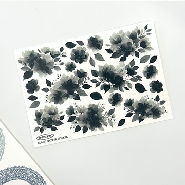 黑色小花PET貼紙 (anns note) 復古風