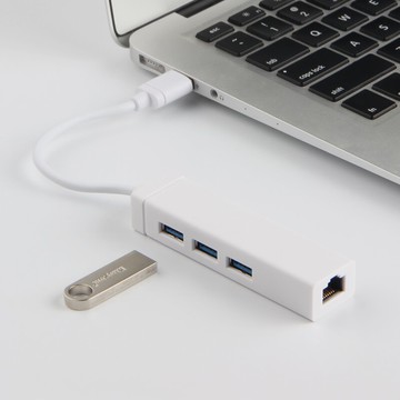 USB分線器一拖四擴展HUB集線器高速筆記本電腦USB百兆網口轉換器