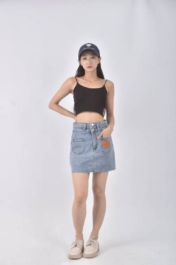 (M) jeans丹寧牛仔質感棉質藍色短裙