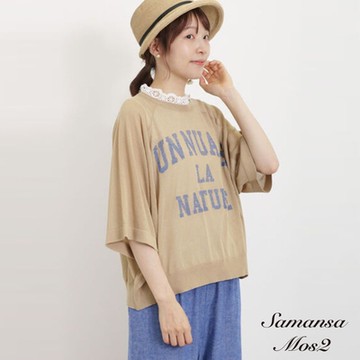Samansa Mos2  字母印花蝙蝠袖上衣